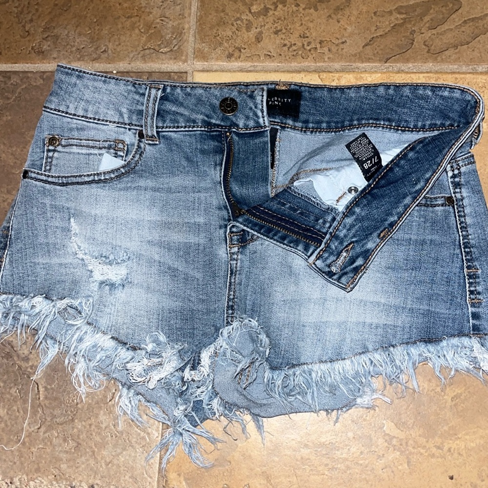 Denim Frayed Hem Women Shorts